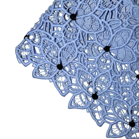 Self-Portrait Dove Blue Lace Spiral Paneled Zip-Up Mini Dress Spring Summer 0 - Picture 5 of 12